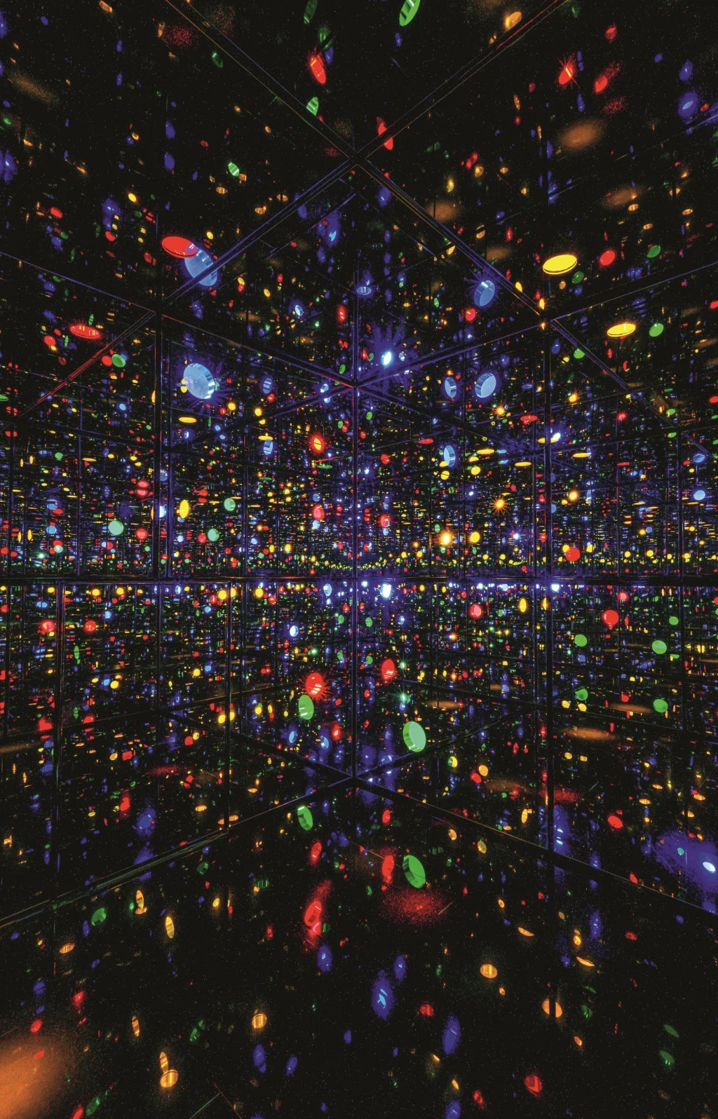 Yayoi Kusama Infinity Mirrored Room Illusion Inside the Heart with kaleidoscopic reflections